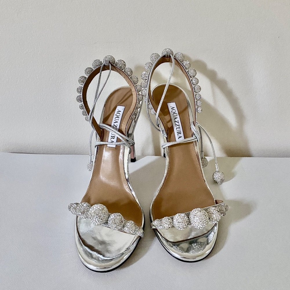 Aquazzura Silver Disco Ball Leather Stilettos / Heels US8 - Picture 12 of 16